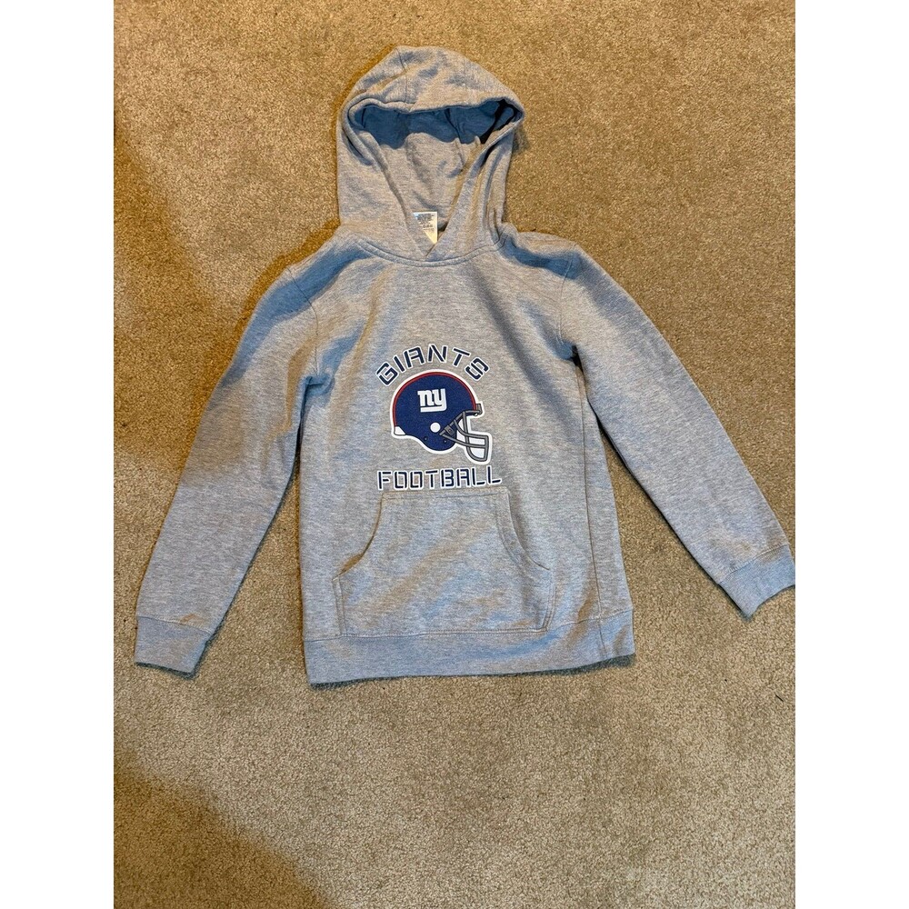 Boys Medium 10/12 New York Giants Gray Hoodie w/ Giants Helmet & Logo